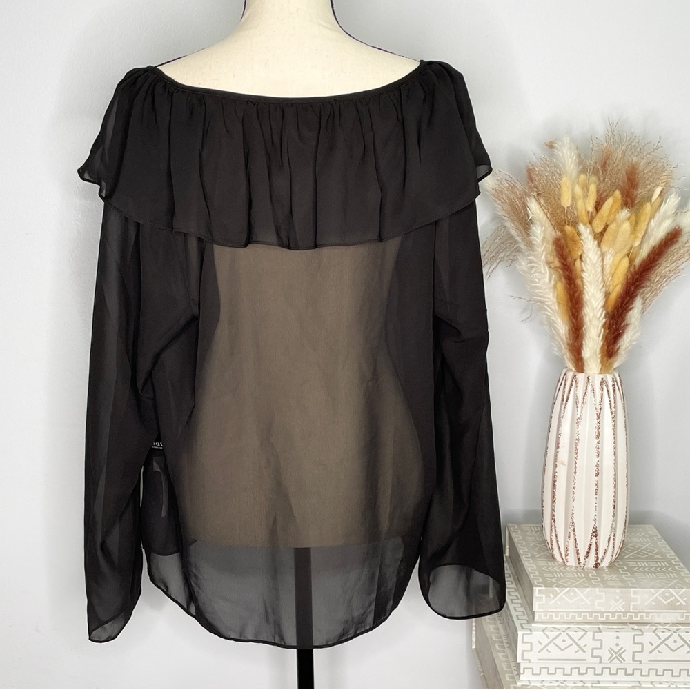 NWT Eloquii Black Sheer Blouse - Size 24 - Picture 2 of 5